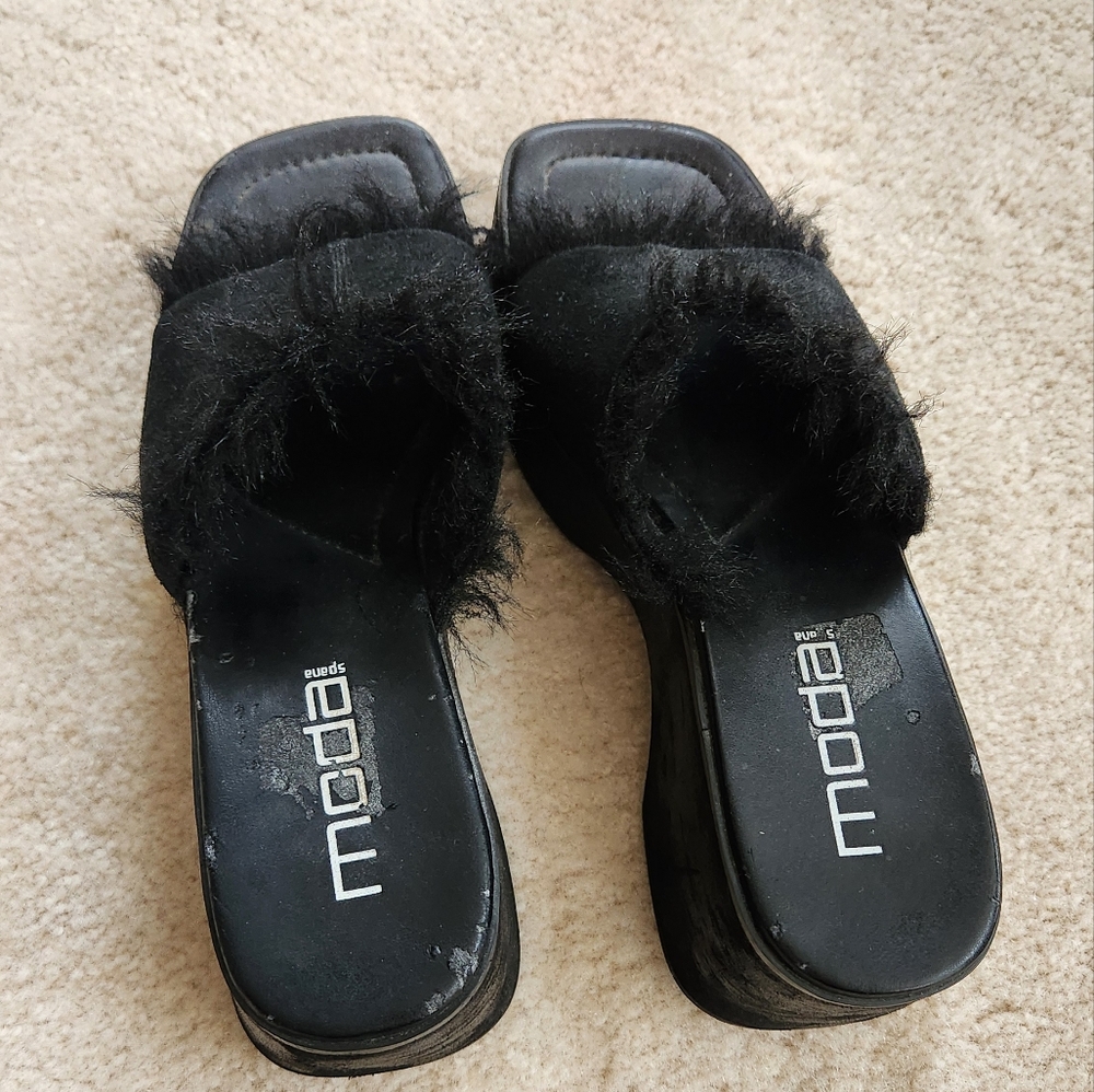Vintage Y2K 90s Faux Fur Platform Mule Wedge BRatz Dollz Kill 8 - Picture 6 of 8